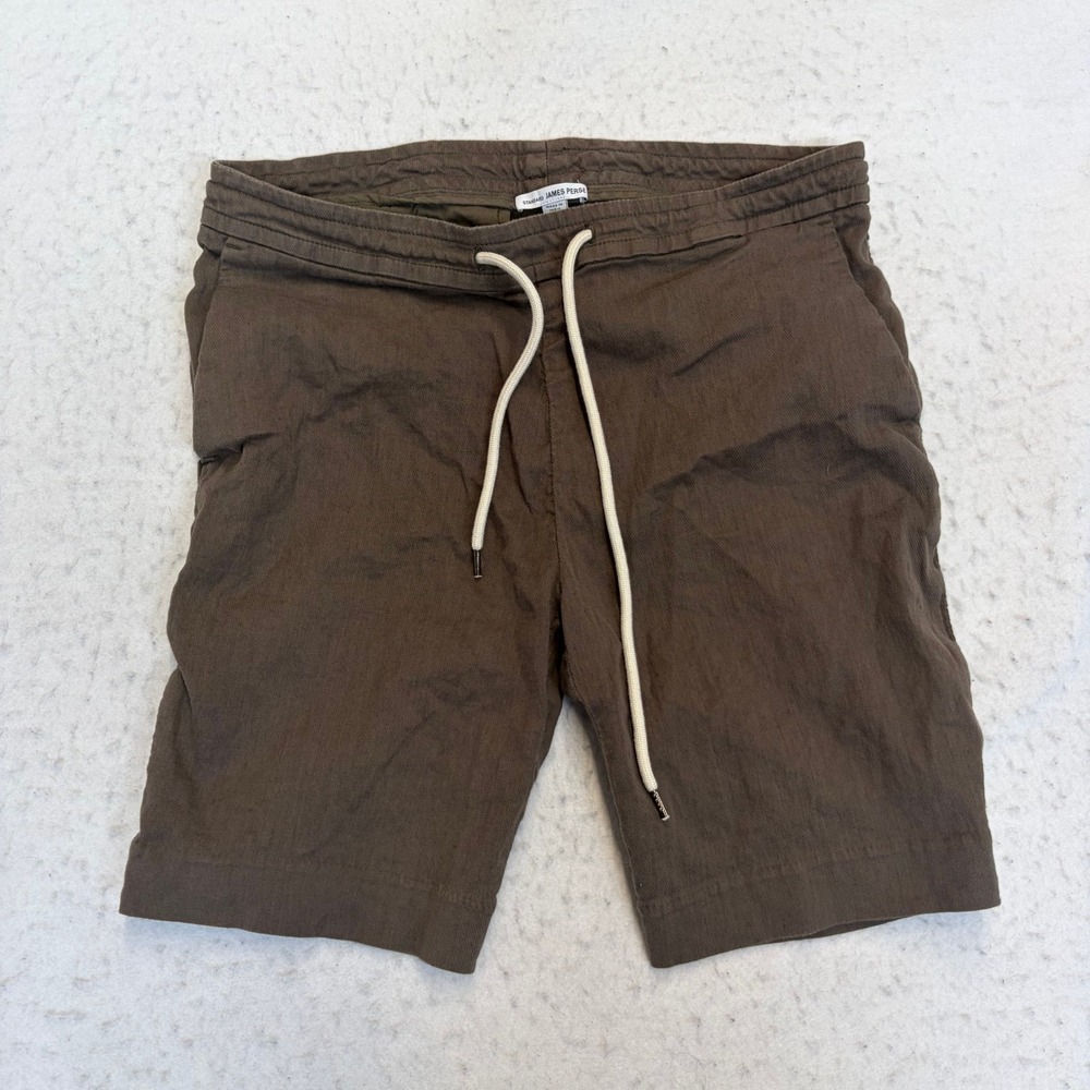 Standard James Perse Shorts Mens 1 Brown Linen Cotton Blend Drawstring WWY4201
